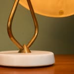 Rationalist Table Lamp in Green Lacquered Metal and Brass with Adjustable Shade, Italy, 1950's