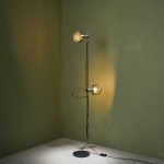 Sculptural Totem Table Lamp in Dark Textured Glass and Lacquered Wood, 1970's