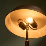 Sculptural Totem Table Lamp in Dark Textured Glass and Lacquered Wood, 1970's