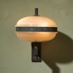 Rationalist Table Lamp in Green Lacquered Metal and Brass with Adjustable Shade, Italy, 1950's