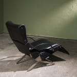 Oversized Lounge Chairs in Chromed Steel, Reupholstered in Black Corduroy Fabric, Italy, 1970s