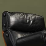 Oversized Lounge Chairs in Chromed Steel, Reupholstered in Black Corduroy Fabric, Italy, 1970s