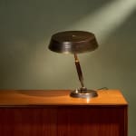 Sculptural Totem Table Lamp in Dark Textured Glass and Lacquered Wood, 1970's