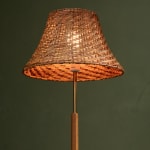 Sculptural Totem Table Lamp in Dark Textured Glass and Lacquered Wood, 1970's