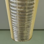 Sculptural Totem Table Lamp in Dark Textured Glass and Lacquered Wood, 1970's