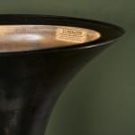 Sculptural Totem Table Lamp in Dark Textured Glass and Lacquered Wood, 1970's