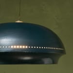 Sculptural Totem Table Lamp in Dark Textured Glass and Lacquered Wood, 1970's