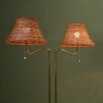 Sculptural Totem Table Lamp in Dark Textured Glass and Lacquered Wood, 1970's
