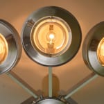 Sculptural Totem Table Lamp in Dark Textured Glass and Lacquered Wood, 1970's