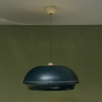 Sculptural Totem Table Lamp in Dark Textured Glass and Lacquered Wood, 1970's