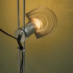 Sculptural Totem Table Lamp in Dark Textured Glass and Lacquered Wood, 1970's