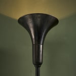 Sculptural Totem Table Lamp in Dark Textured Glass and Lacquered Wood, 1970's