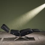 Oversized Lounge Chairs in Chromed Steel, Reupholstered in Black Corduroy Fabric, Italy, 1970s