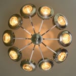 Sculptural Totem Table Lamp in Dark Textured Glass and Lacquered Wood, 1970's