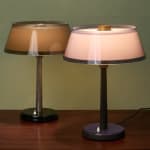 Sculptural Totem Table Lamp in Dark Textured Glass and Lacquered Wood, 1970's