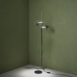 Sculptural Totem Table Lamp in Dark Textured Glass and Lacquered Wood, 1970's