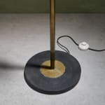 Rationalist Table Lamp in Green Lacquered Metal and Brass with Adjustable Shade, Italy, 1950's