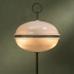 Sculptural Totem Table Lamp in Dark Textured Glass and Lacquered Wood, 1970's