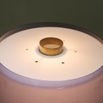 Sculptural Totem Table Lamp in Dark Textured Glass and Lacquered Wood, 1970's