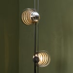 Sculptural Totem Table Lamp in Dark Textured Glass and Lacquered Wood, 1970's