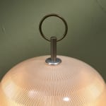 Sculptural Totem Table Lamp in Dark Textured Glass and Lacquered Wood, 1970's