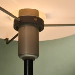Sculptural Totem Table Lamp in Dark Textured Glass and Lacquered Wood, 1970's