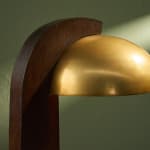 Rationalist Table Lamp in Green Lacquered Metal and Brass with Adjustable Shade, Italy, 1950's