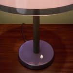 Sculptural Totem Table Lamp in Dark Textured Glass and Lacquered Wood, 1970's