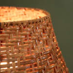 Sculptural Totem Table Lamp in Dark Textured Glass and Lacquered Wood, 1970's