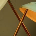 Rationalist Table Lamp in Green Lacquered Metal and Brass with Adjustable Shade, Italy, 1950's