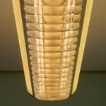 Sculptural Totem Table Lamp in Dark Textured Glass and Lacquered Wood, 1970's