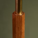 Sculptural Totem Table Lamp in Dark Textured Glass and Lacquered Wood, 1970's