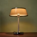 Sculptural Totem Table Lamp in Dark Textured Glass and Lacquered Wood, 1970's