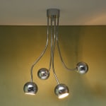 Sculptural Totem Table Lamp in Dark Textured Glass and Lacquered Wood, 1970's