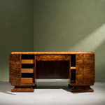 Circular Art Deco Serving Trolley in Walnut, Europe, 1930s