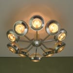 Sculptural Totem Table Lamp in Dark Textured Glass and Lacquered Wood, 1970's
