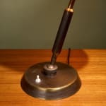 Sculptural Totem Table Lamp in Dark Textured Glass and Lacquered Wood, 1970's