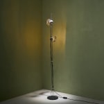 Sculptural Totem Table Lamp in Dark Textured Glass and Lacquered Wood, 1970's