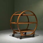 Circular Art Deco Serving Trolley in Walnut, Europe, 1930s