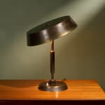 Sculptural Totem Table Lamp in Dark Textured Glass and Lacquered Wood, 1970's