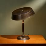 Sculptural Totem Table Lamp in Dark Textured Glass and Lacquered Wood, 1970's