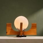 Rationalist Table Lamp in Green Lacquered Metal and Brass with Adjustable Shade, Italy, 1950's