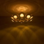Sculptural Totem Table Lamp in Dark Textured Glass and Lacquered Wood, 1970's