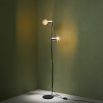 Sculptural Totem Table Lamp in Dark Textured Glass and Lacquered Wood, 1970's