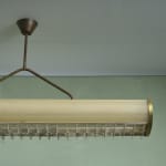 Sculptural Totem Table Lamp in Dark Textured Glass and Lacquered Wood, 1970's