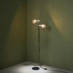 Sculptural Totem Table Lamp in Dark Textured Glass and Lacquered Wood, 1970's