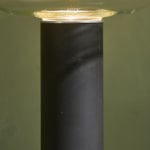Sculptural Totem Table Lamp in Dark Textured Glass and Lacquered Wood, 1970's