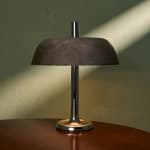Sculptural Totem Table Lamp in Dark Textured Glass and Lacquered Wood, 1970's