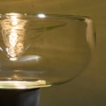 Sculptural Totem Table Lamp in Dark Textured Glass and Lacquered Wood, 1970's