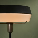 Sculptural Totem Table Lamp in Dark Textured Glass and Lacquered Wood, 1970's